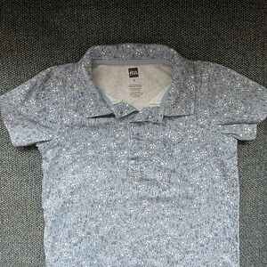 Tea 3T blue floral print short-sleeved polo